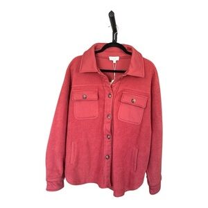Oddi Women’s Fleece Jacket Shacket Coral Button Down NWT Oddy Size Medium